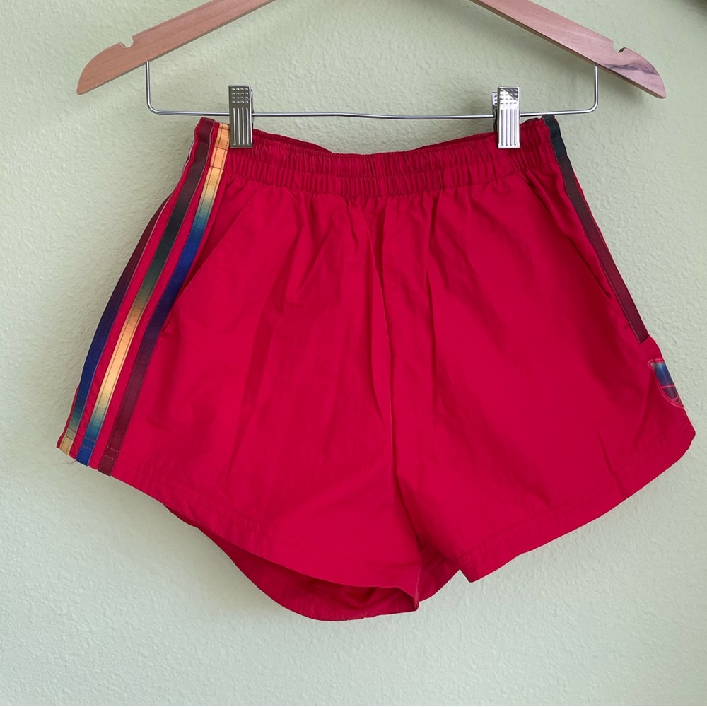 Adidas red women’s athletic shorts